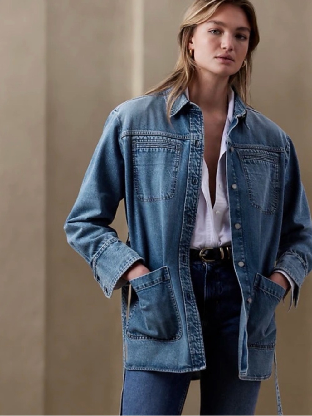 BANANA REPUBLIC DENIM BELTED SHACKET
